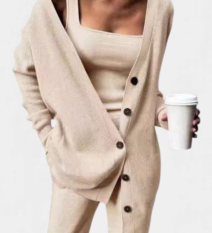 Clélia Cozy Knit Three-Piece Ensemble