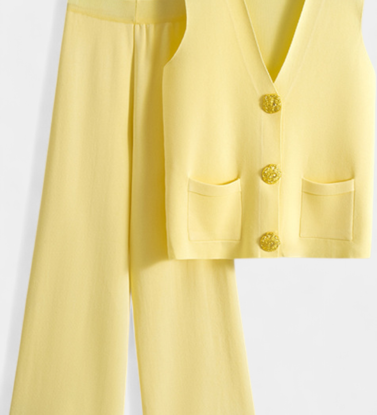 Jacey Knit Vest with Wide-Leg Trousers