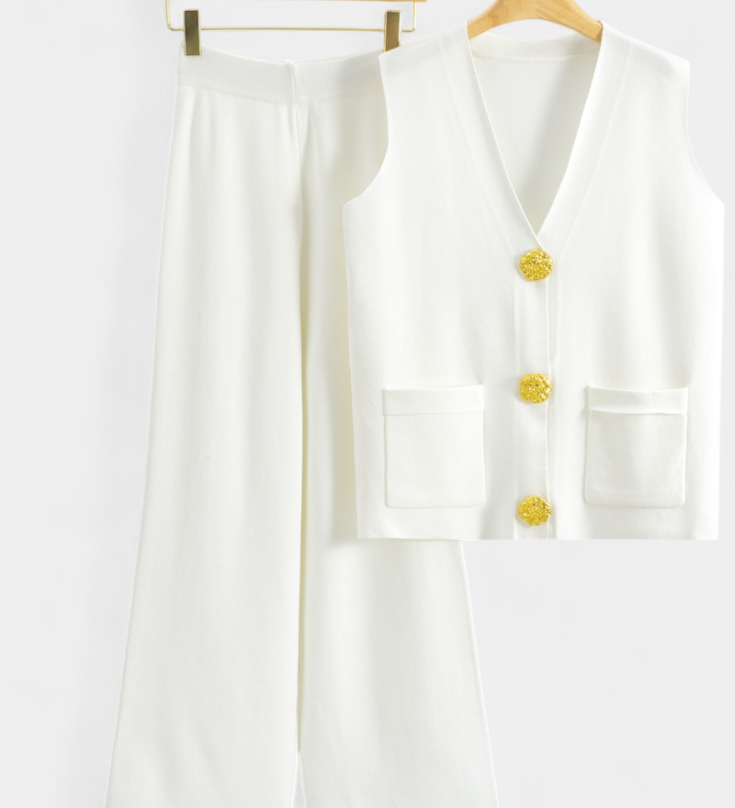 Jacey Knit Vest with Wide-Leg Trousers