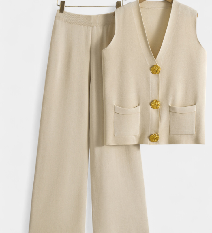 Jacey Knit Vest with Wide-Leg Trousers