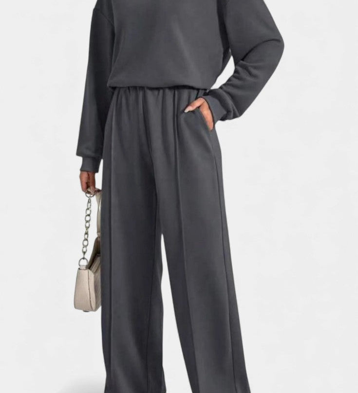 Tiara Relaxed Fit Sweatshirt & High-Waisted Trousers Set