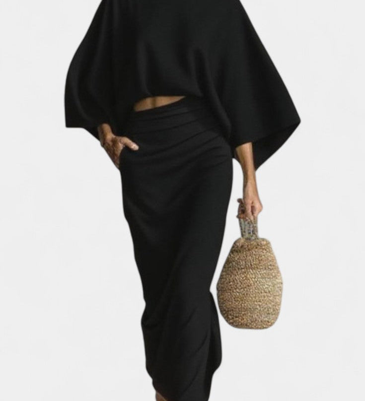 Marlon | Casual Long Sleeve Set with Maxi Skirt