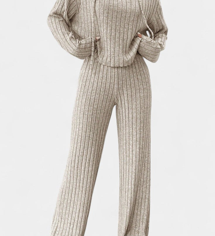 Federica | Striped Knit Hoodie & Pants Set
