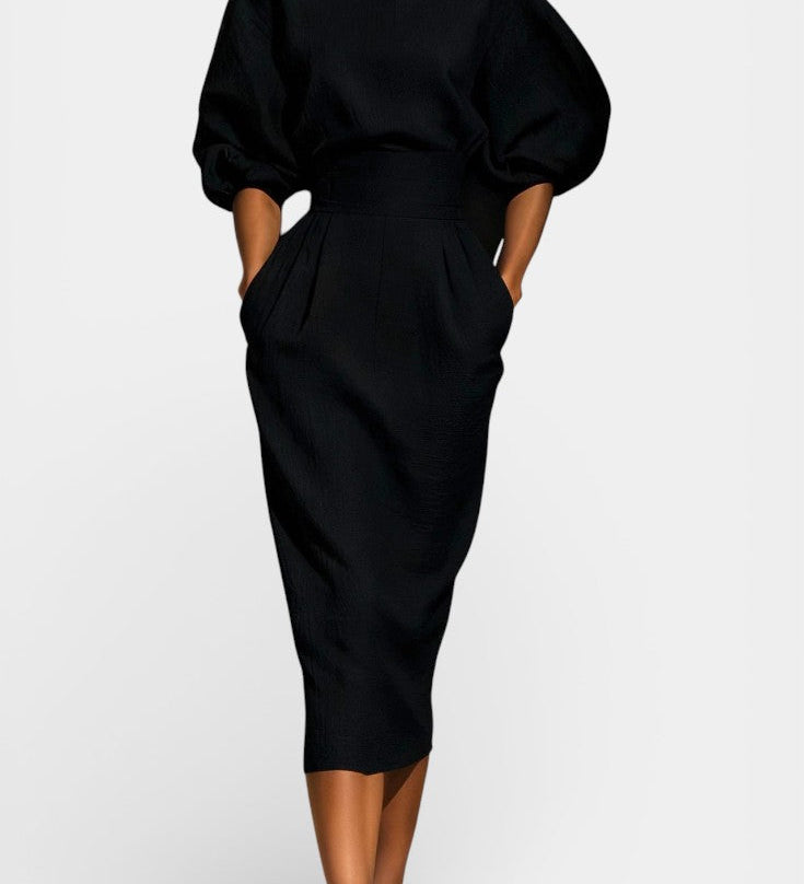 Soizic | Structured Top and Midi Skirt Set