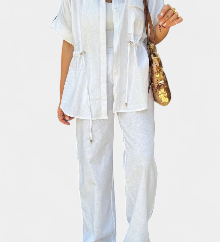 Lani Relaxed Fit Two-Piece Linen and Cotton Set