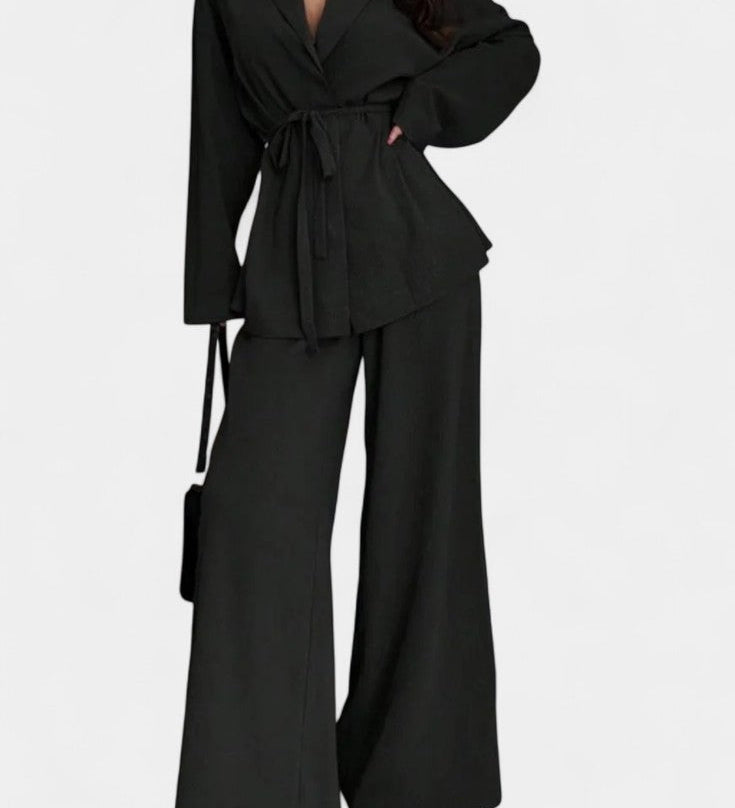 Amy | V-Neck Blazer and Flared Pants Set