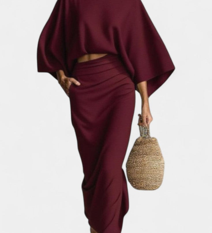 Marlon | Casual Long Sleeve Set with Maxi Skirt