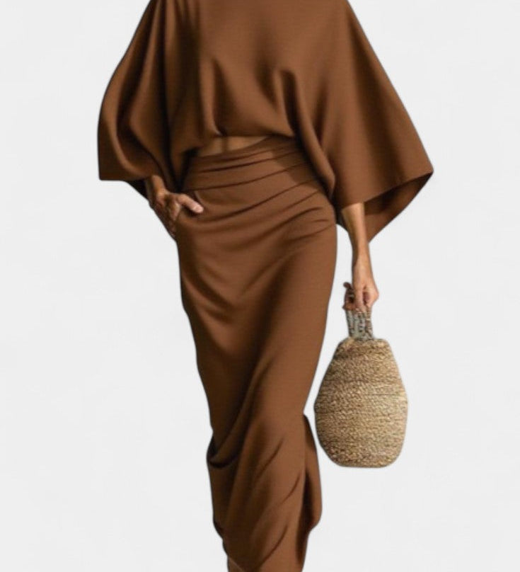 Marlon | Casual Long Sleeve Set with Maxi Skirt