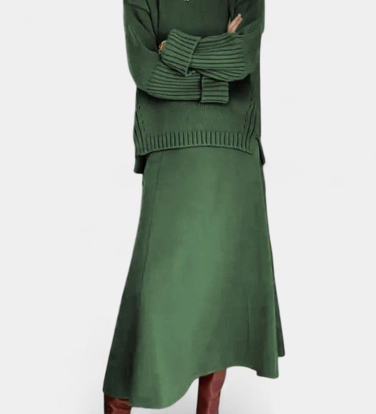 Patricia High Neck Sweater and Ribbed Maxi Skirt Set