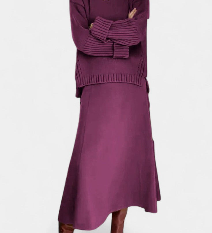 Patricia High Neck Sweater and Ribbed Maxi Skirt Set