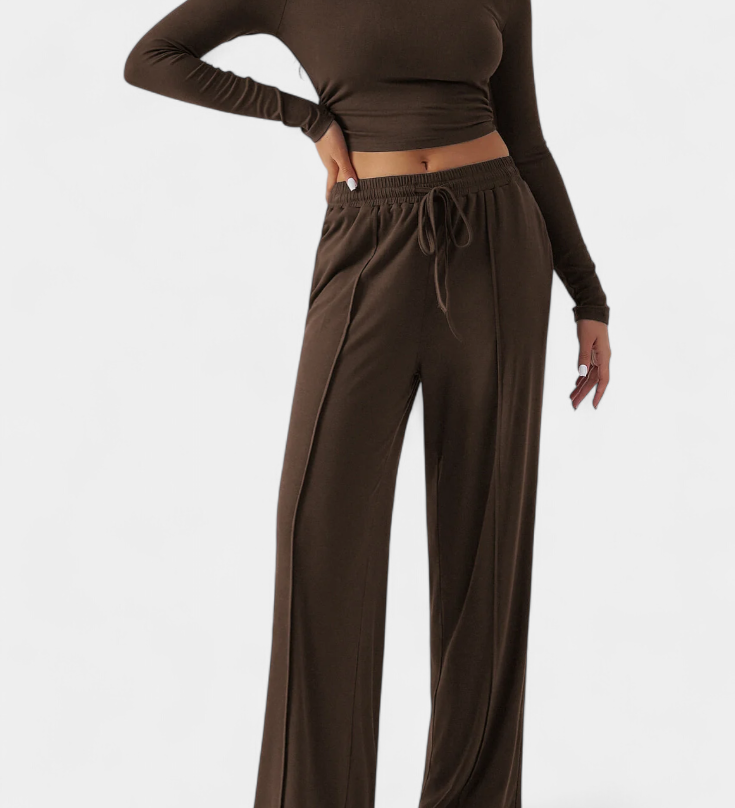 Celaen Elastic-Fit Viscose Yoga Set with Round Neck