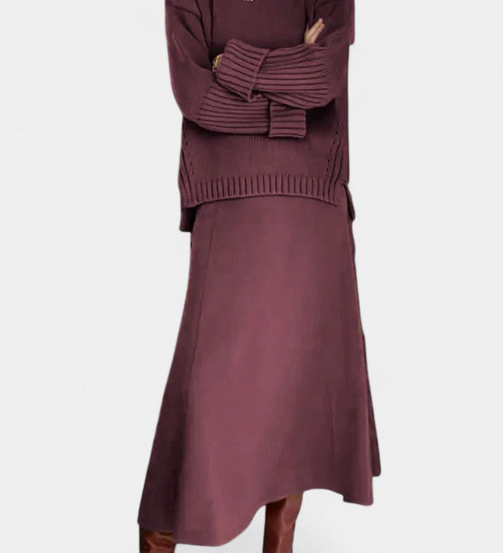 Patricia High Neck Sweater and Ribbed Maxi Skirt Set