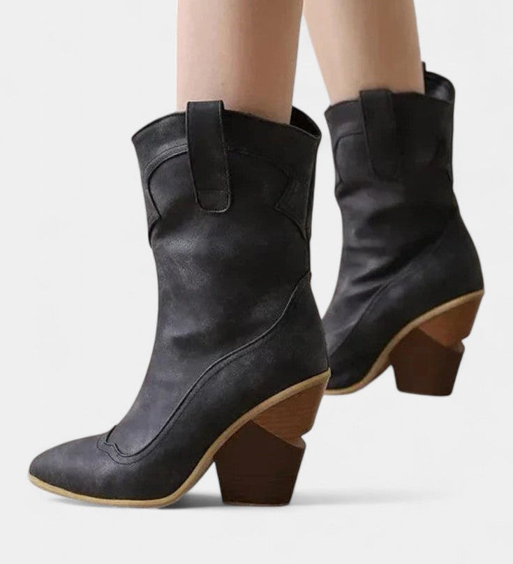Leather Western Ankle Boot