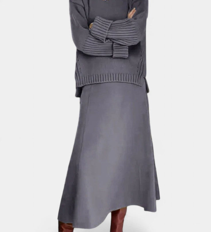 Patricia High Neck Sweater and Ribbed Maxi Skirt Set