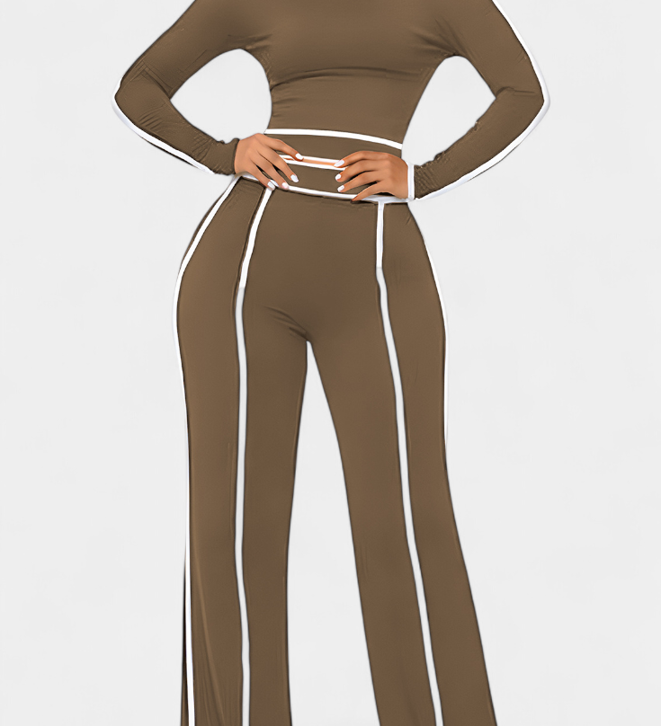 Krystelle Off-Shoulder Set with Bold Striped Accents