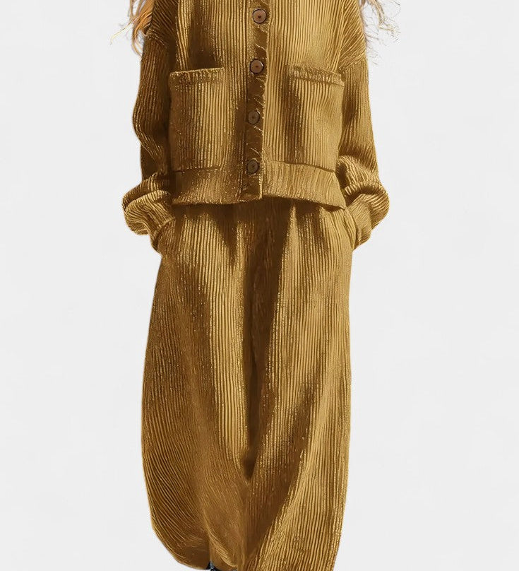 Magali Knit Cardigan & Wide-Leg Pants Ensemble
