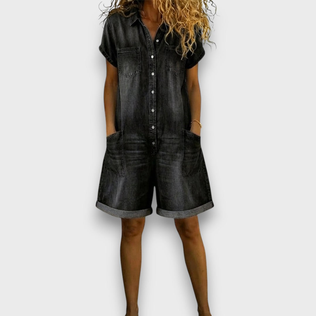 Clara | Vintage Denim-Look Romper