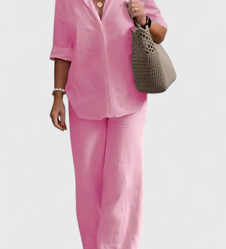 Skye Relaxed Fit Two-Piece Linen-Cotton Ensemble