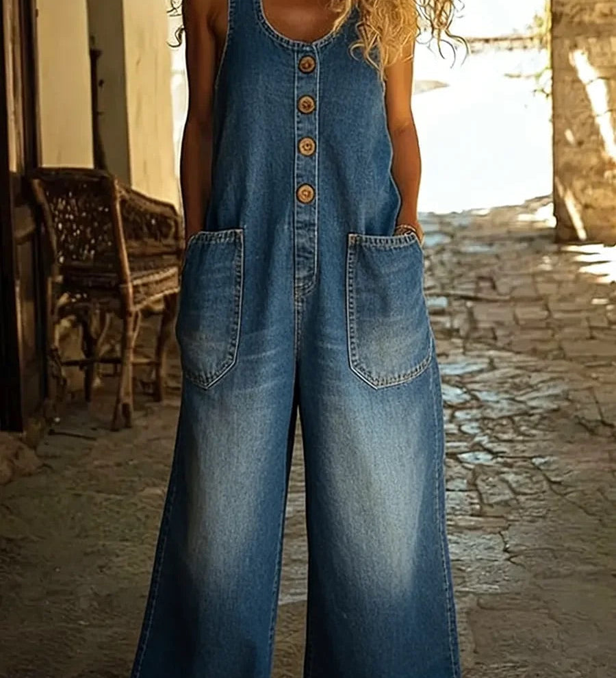 Chloe | Vintage-Wash Denim Jumpsuit