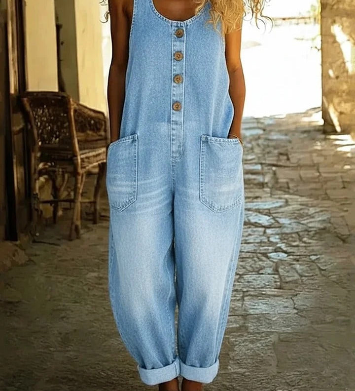 Chloe | Vintage-Wash Denim Jumpsuit