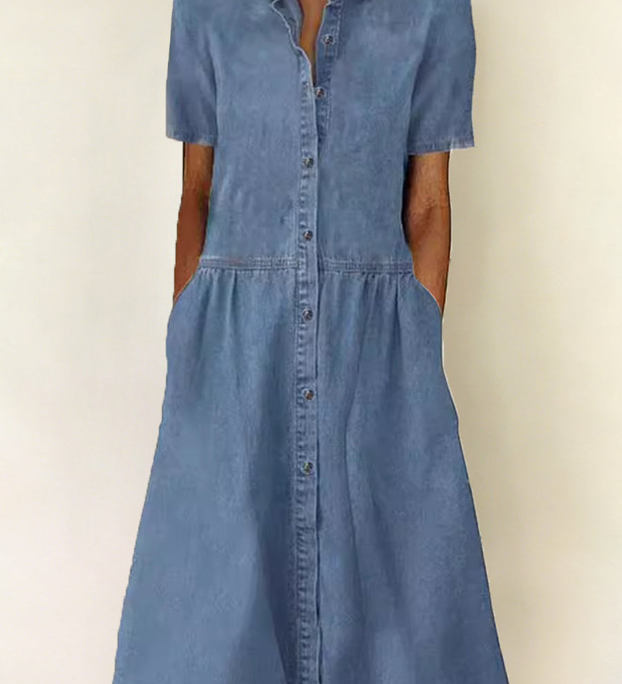 Caroline | Short-Sleeve Denim Dress
